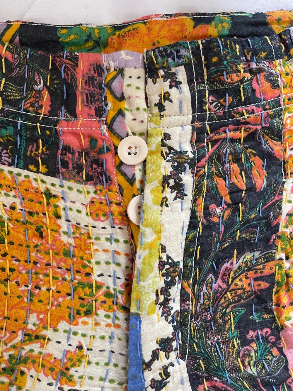 Free People Roads Merge Straight leg Patchwork Pants with Multicolor Quilt Print - Picture 6 of 7